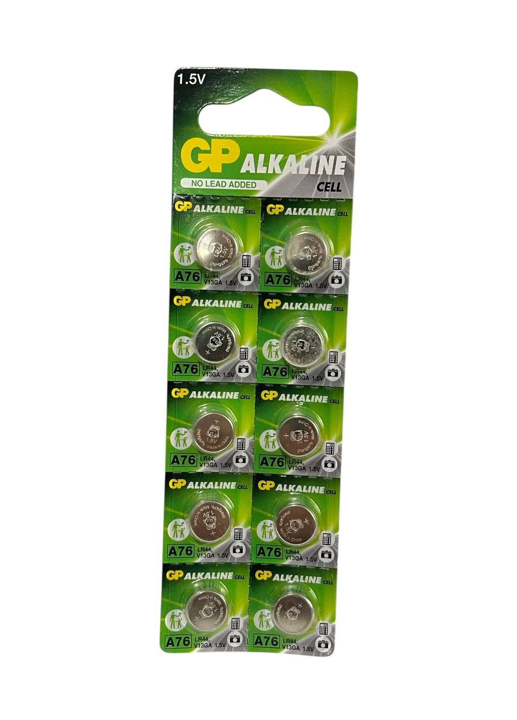 Bat дискові часові alkaline А76, AG13 бл.10 шт (250) GP (370218839)