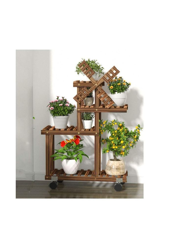 Підставка для квітів з дерева Матурі на коліщатках мокко (ЦВТ-110610) No Brand (328225999)