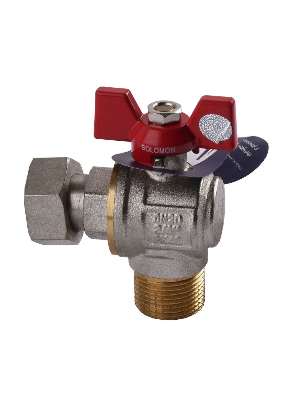 Кран шаровой угловой с накидной гайкой 1/2″ ЗВ PN40 160402 Solomon (299999290)