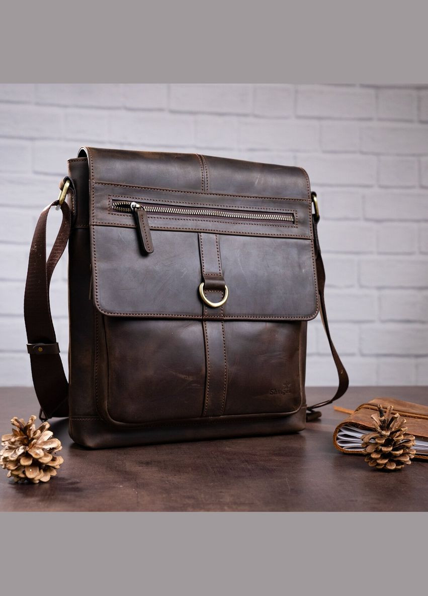 Сумка чоловіча шкіряна через плече 11113 Коричнева Shvigel (302007548)