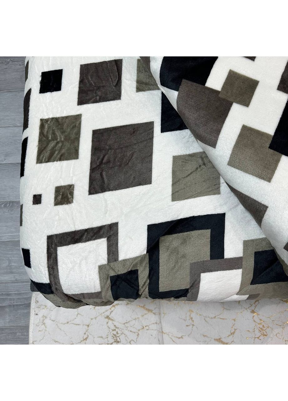 Комплект постельного белья велюр Евро пододеяльник 200×230 см + 4 наволочка молочно-оливкового цвета с рисунком No Brand (362211410)