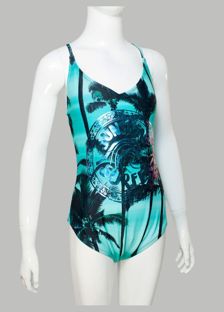 Бирюзовый летний цельный купальник для ребенка с летней окраской модель 0375 арт.2294 майо, слитный Rivage Line