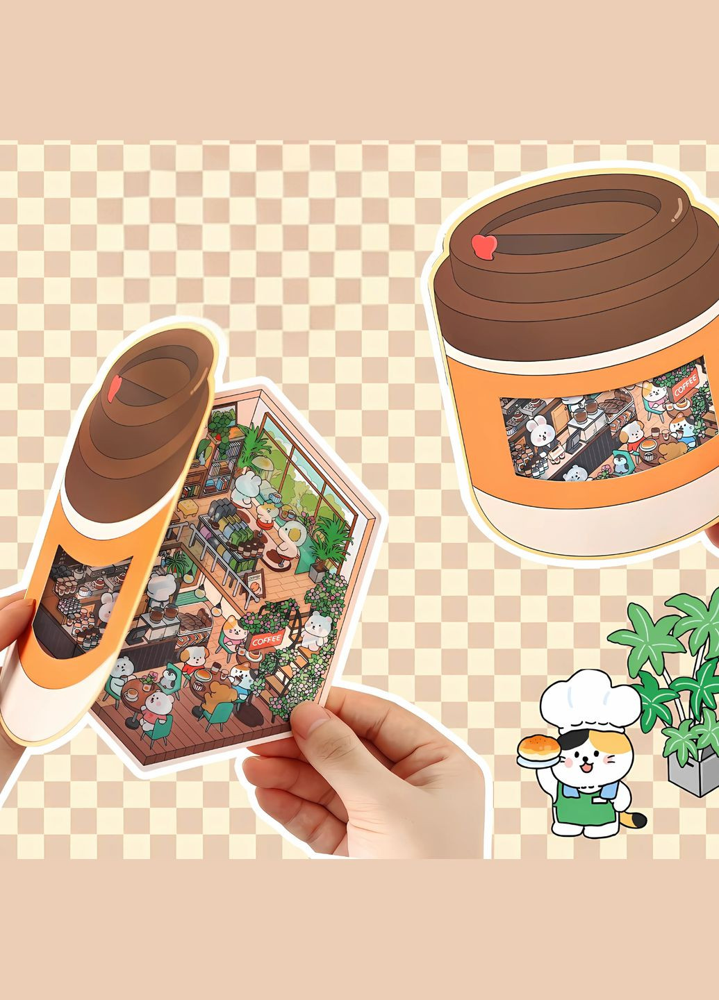 Набор 3D румбокс Кофейный домик 13x20,5 см 1 набор (0020) No Brand (333342154)