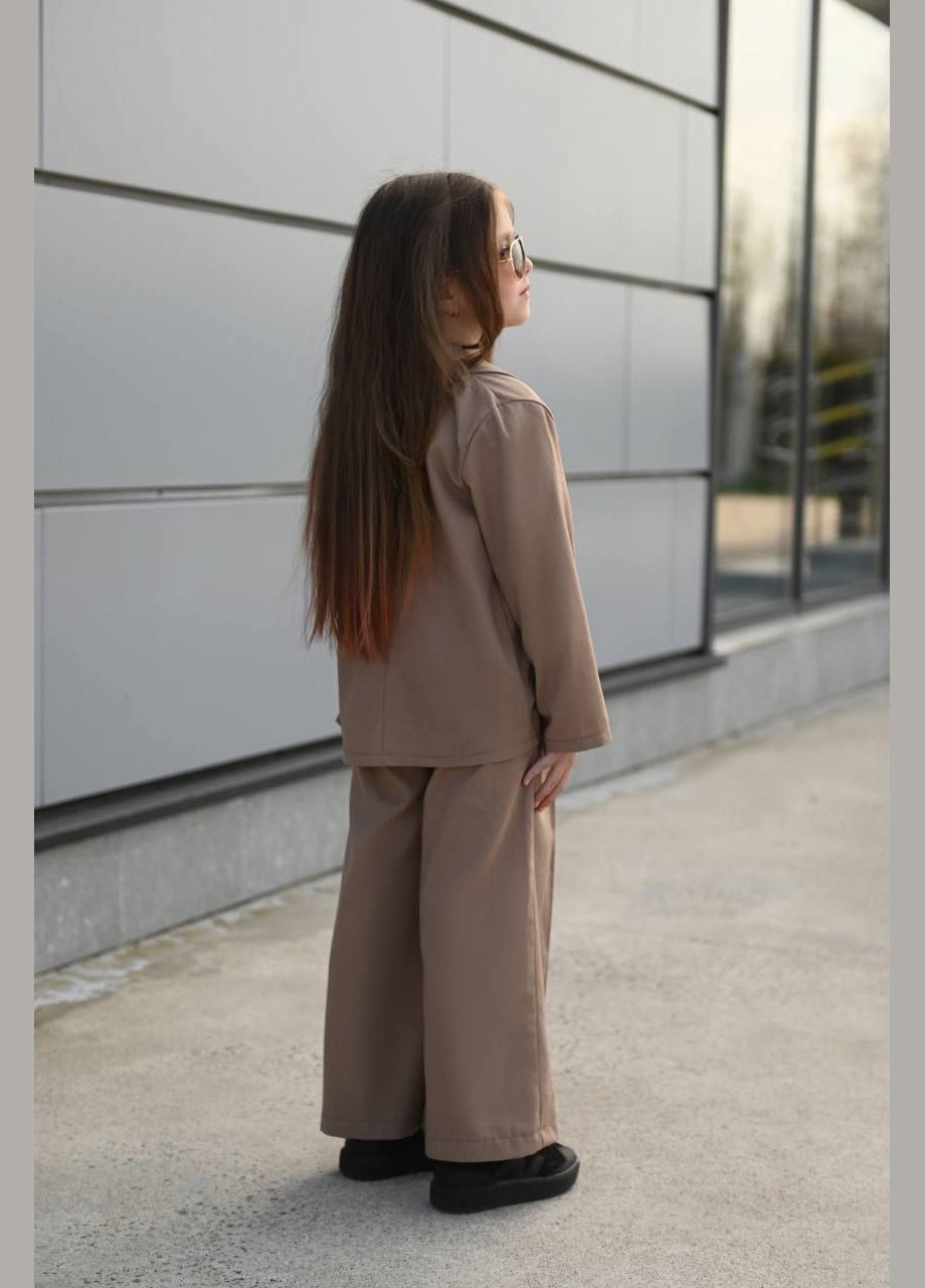 Бежевий літній костюм лляний для дівчаток popluzhnaya