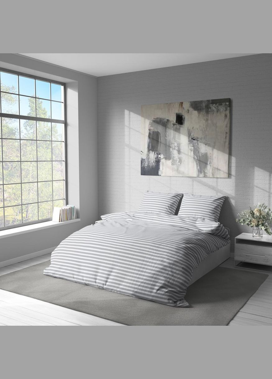 Постільна білизна комплект Сімейний 150х215 наволочка 50х70 2шт Сірий (П4К-lel-B-1187-04-01) No Brand (316230840)