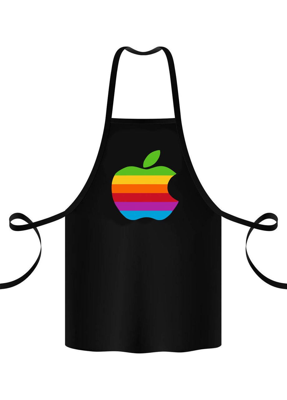 Фартух чорний кухонний з оригінальним принтом "Райдужне яблуко" Кавун (316114312)