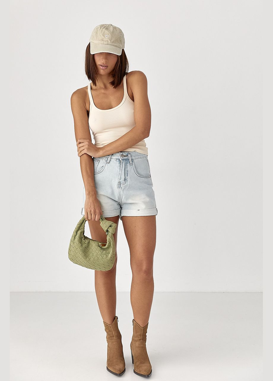 Женские джинсовые подкатанные шорты Lurex (344030182)