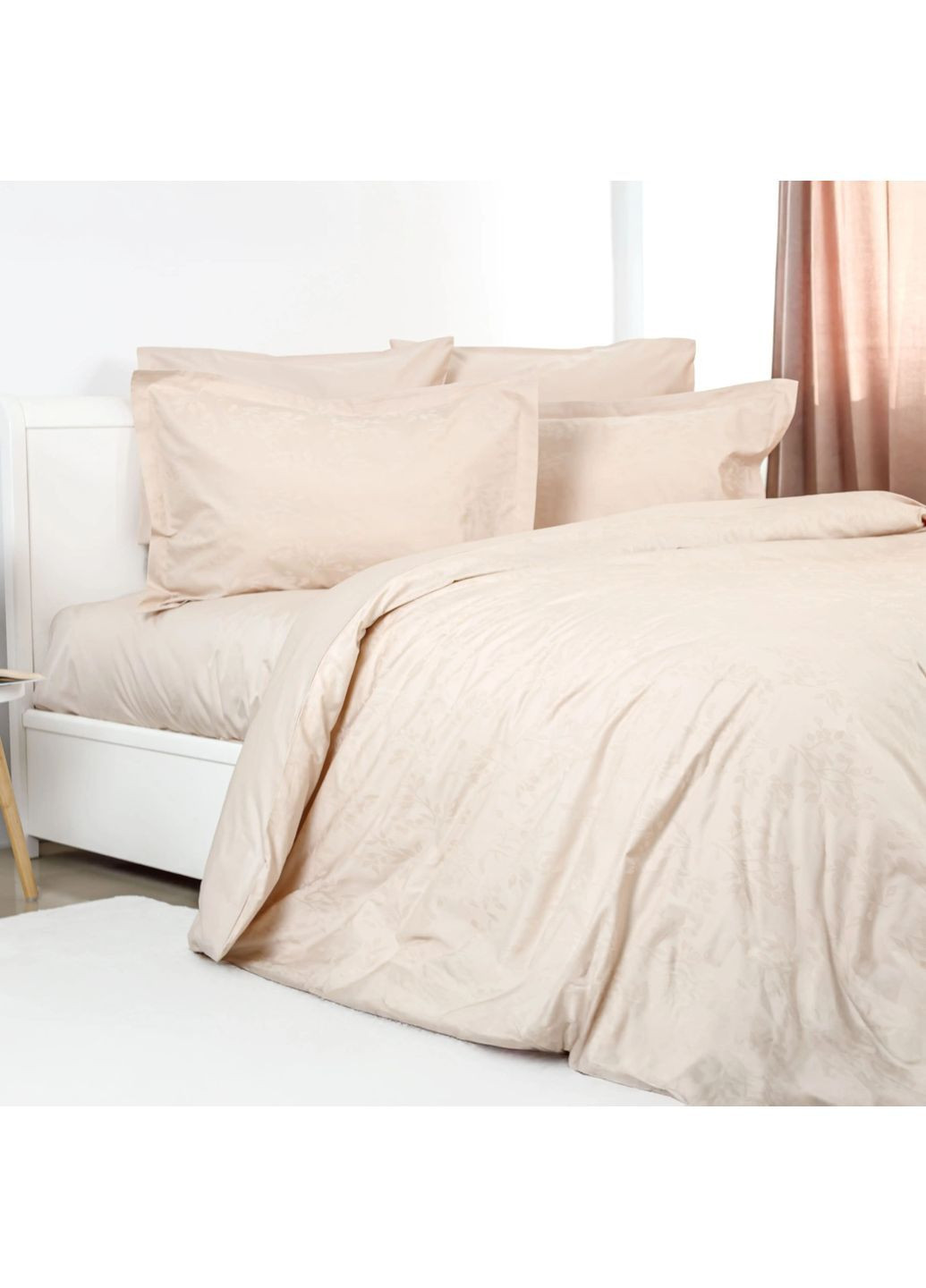 Євро комплект постільної білизни Жакард з наволочками 50*70 см, Бежевий (22610150215) ТЕП (365851666)