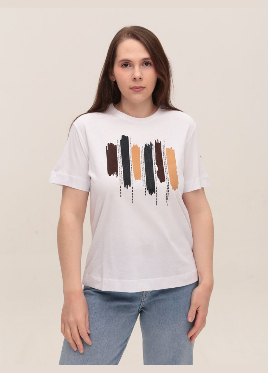Женская футболка белая с принтом MDG Пряма - (323202288)