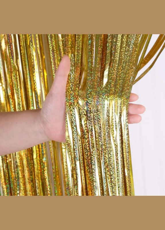 Шторка для фотозоны дождик с голограммой 3 м на 1 м золотистый Jannet Дощик (316580312)