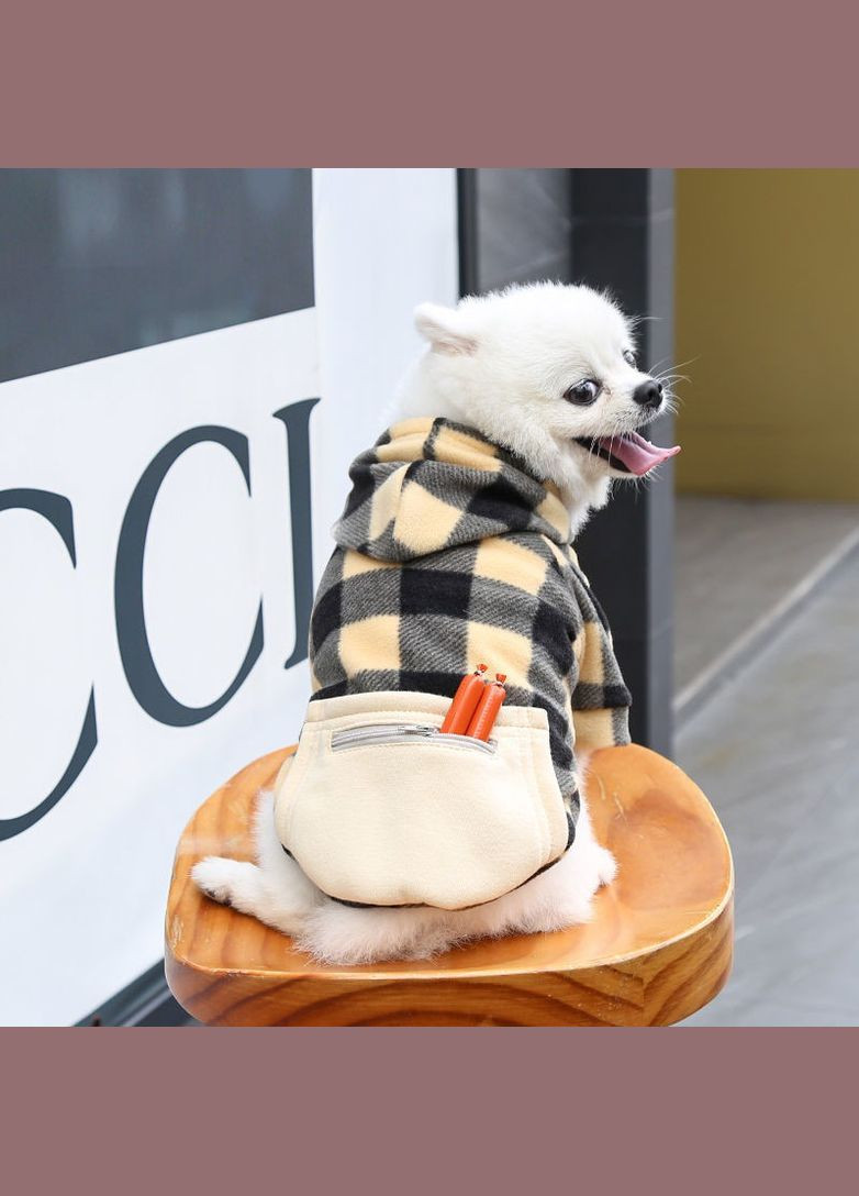 Худи для собак с карманом Pet Style "Сосиска" Чернобежевая клетка XS No Brand - (323234748)
