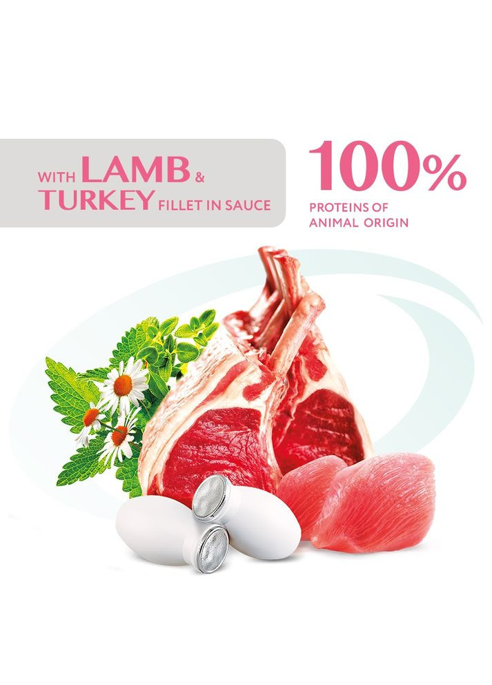 Влажный корм для котов Adult Sensetive Digestion с ягненком и индюшиным филе в соусе 85 г B2711602 Optimeal (335056324)