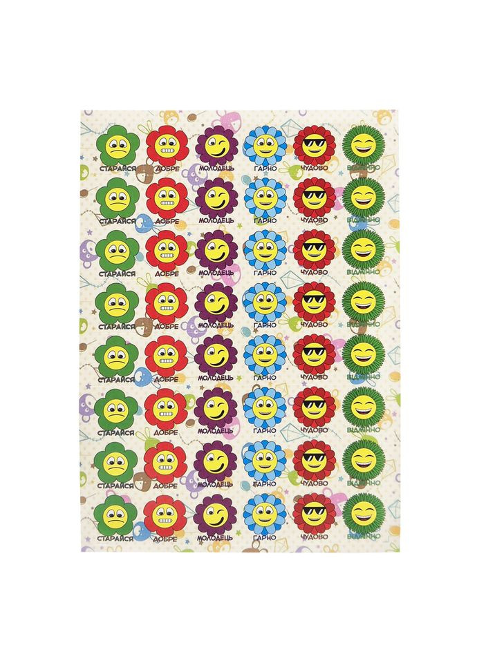 Оценивающая наклейка Цветы KT23082503, 1 лист, 48 наклеек Jumbi (361305067)