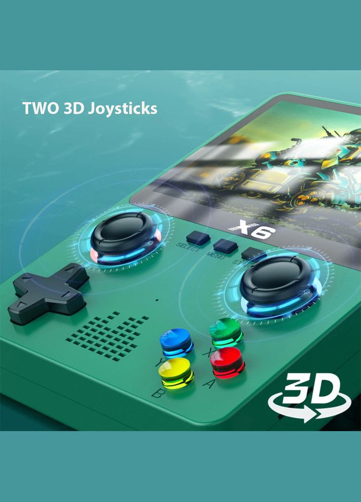 Портативная игровая приставка X6 10000 игр / 3.5'' IPS, 640x480 / AV выход / консоль, ретро / 2000 mAh Green No Brand (322566657)