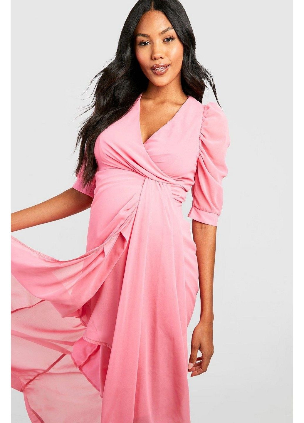 Розовое кэжуал платье для беременных Boohoo однотонное