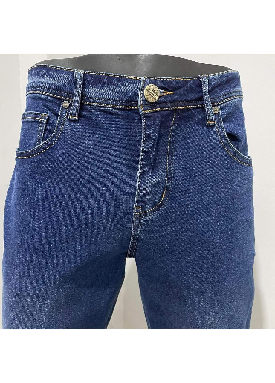 Синие демисезонные джинсы мужские прямые большой размер стрейч классика синие No Brand