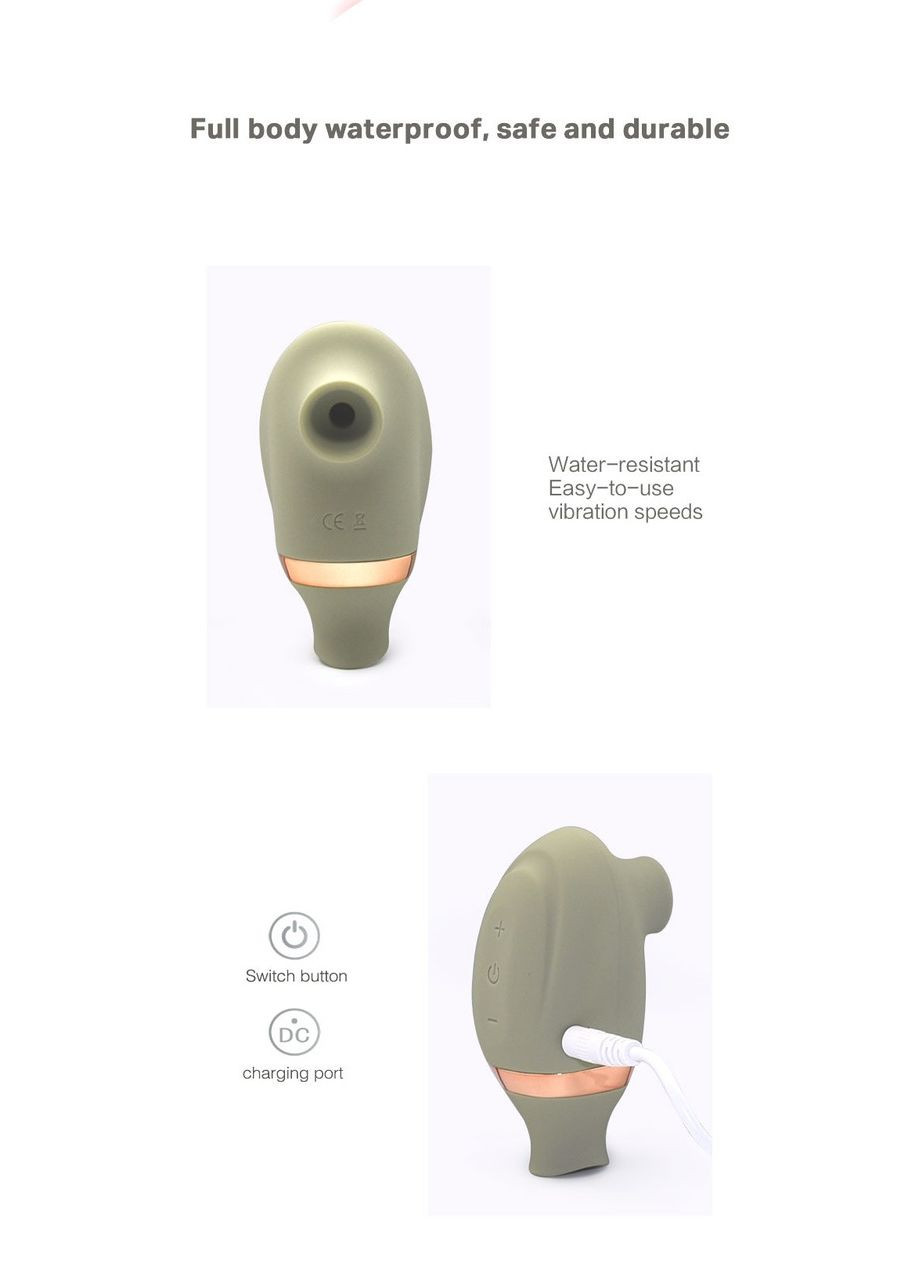 Вакуумний стимулятор клітора з функцією лизання (рухомий язичок) Sweet Em Velvet Lure, зелений USB No Brand (303886036)