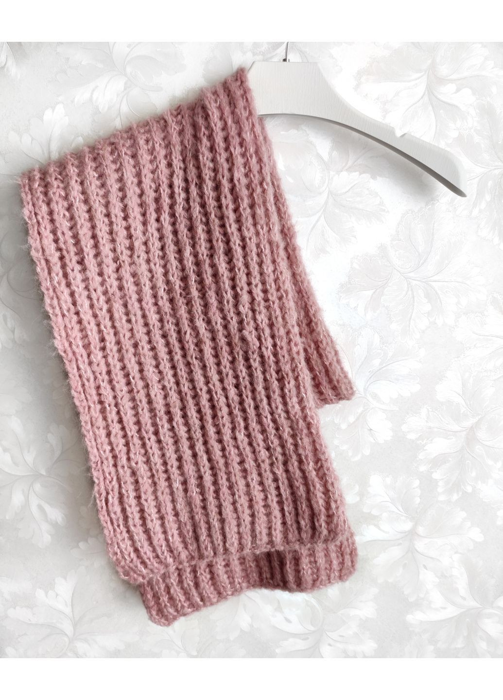 В'язаний зимовий шарф ручної роботи з мериносу кольору чайної троянди No Brand (369612458)