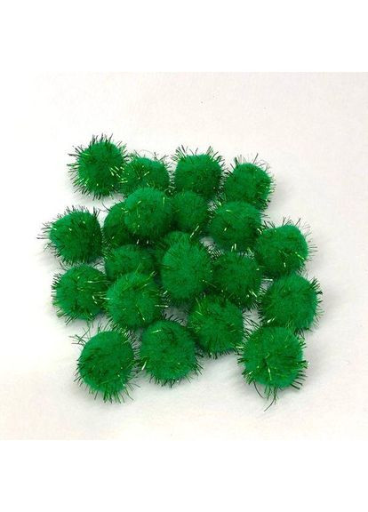 Помпони люрекс 2,5 см, 25 од/упаковка зелені Plus-plus (360890832)