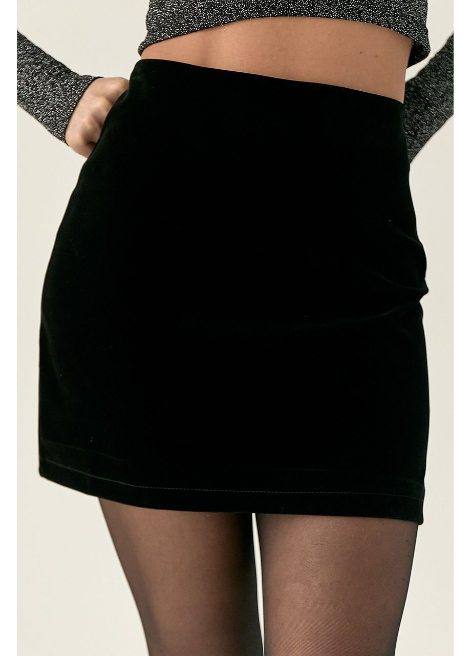 Черная короткая бархатная юбка Lurex