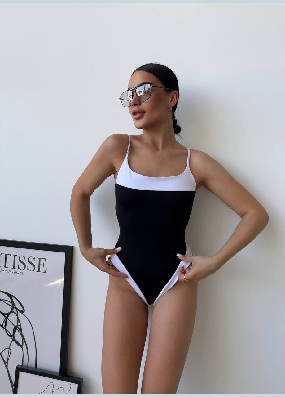 Чорний літній купальник жіночий суцільний суцільний Style Point