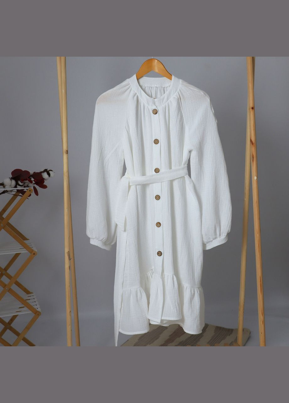 Белое подростковое праздничное длинное платье белого цвета из муслина для девочки No Brand (341315923)