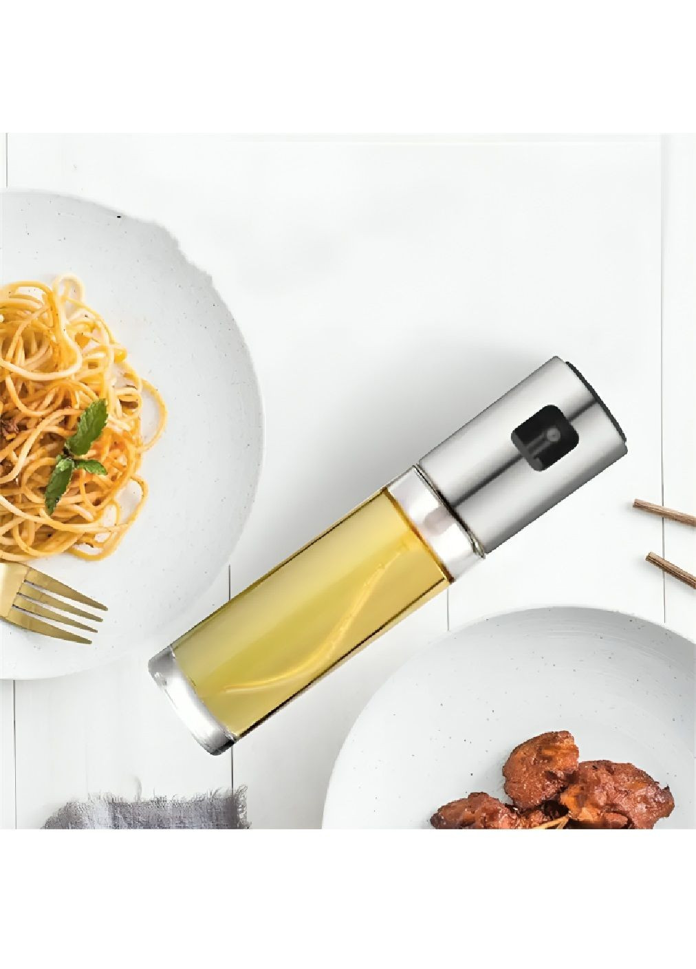 Комплект набор стеклянных бутылочек емкостей распылителей с мерной шкалой для масла уксуса 2 штуки 100 мл 18х4 см (480950-Prob) Unbranded (348781818)