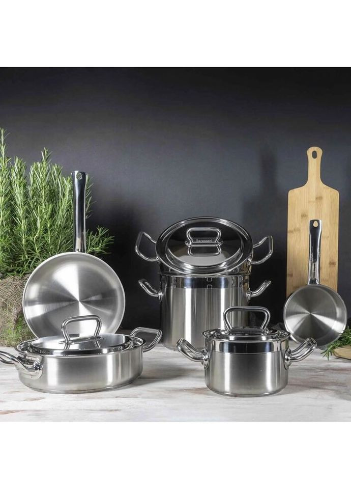 Кастрюля с крышкой Professional 169601028 28 см 11.8 л серебристая Barazzoni (319551529)