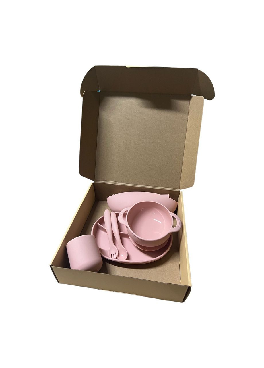 Набір силіконового посуду для першого прикорму дітей, 6 предметів, Pink oldbro (330766683)