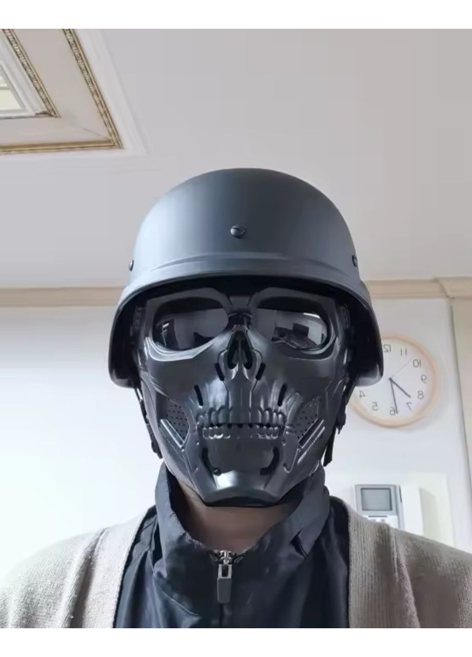 No Brand зеленая маска в форме черепа ветро-солнце защитная для мото,вело, байкеров, пейнтбола, страйкбола. зеленый производство -