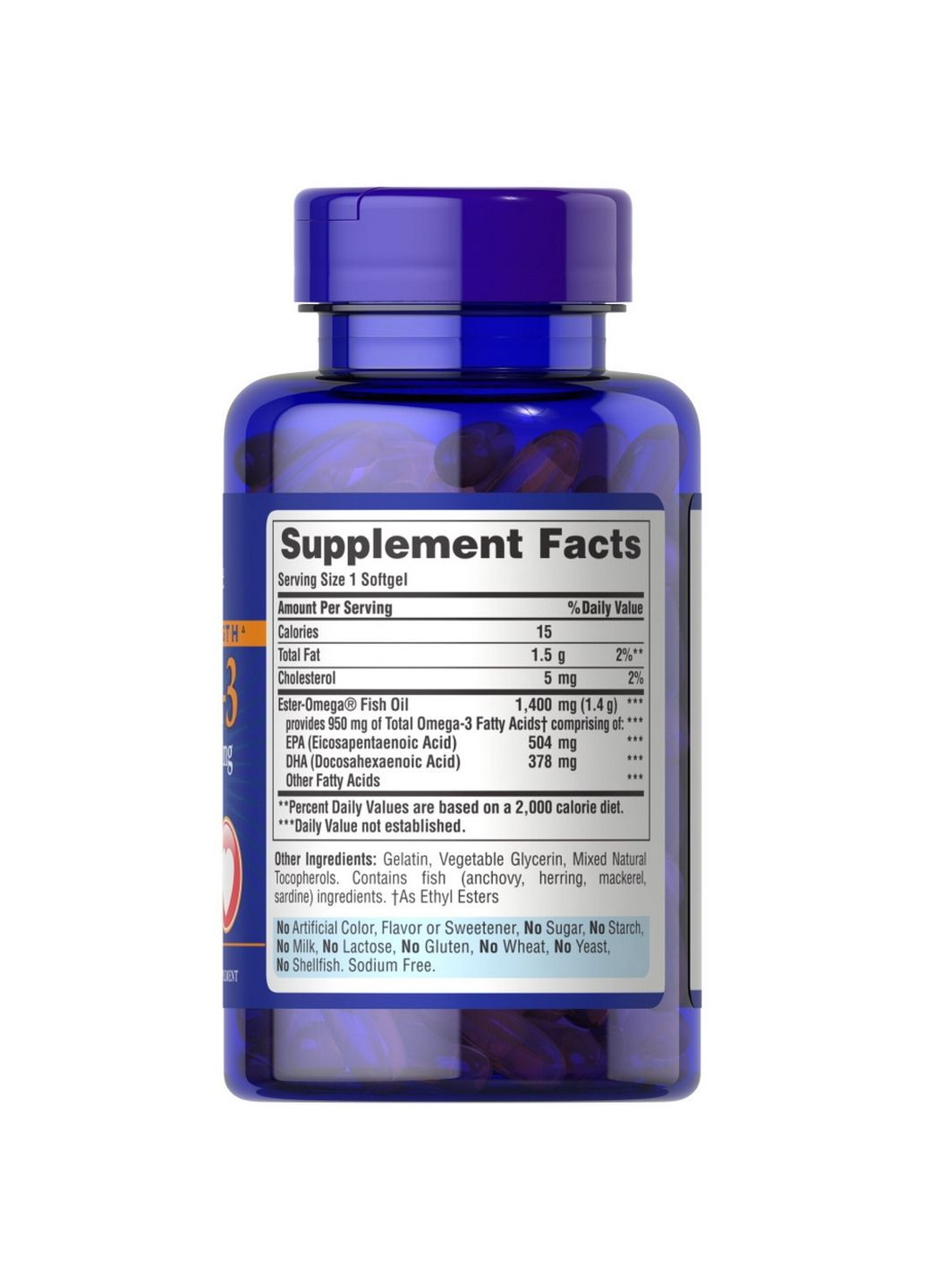 Жирные кислоты Triple Strength Omega 3 Fish Oil 1400 mg, 60 капсул Puritans Pride (293479807)