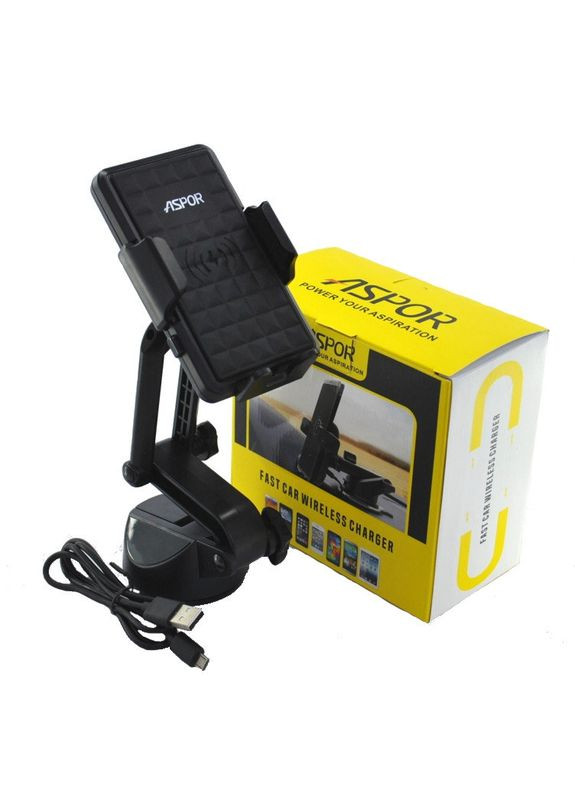 Автомобильный держатель Fast Wireless Charge 5V/2A- черный Aspor (367602805)