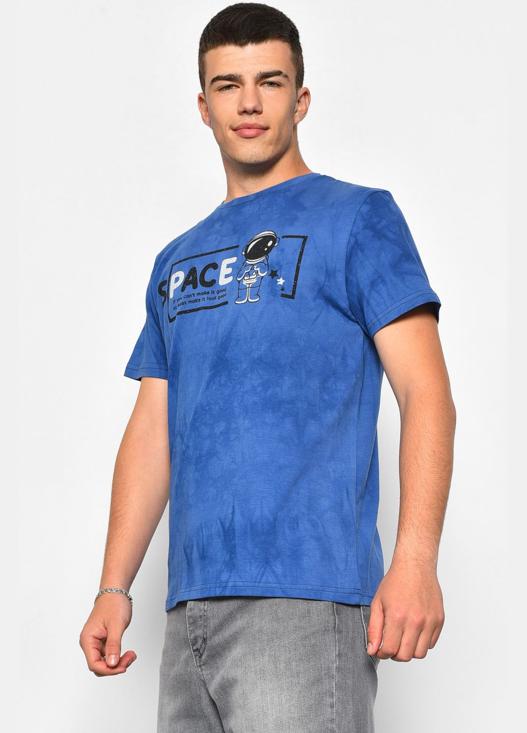 Синя футболка чоловіча напівбатальна синього кольору Let's Shop