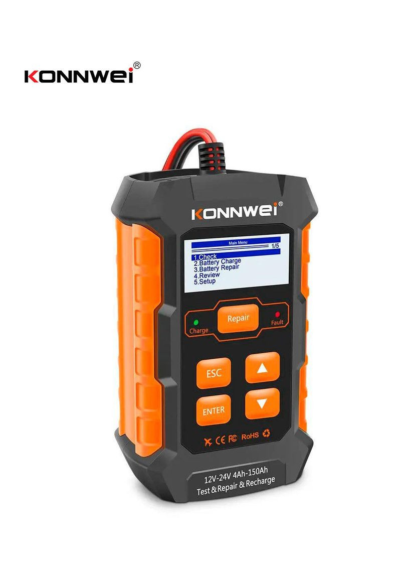 KW520 тестер АКБ та генератора 12В-24В (10А-5А) | Автомобільна зарядка Konnwei (354224243)