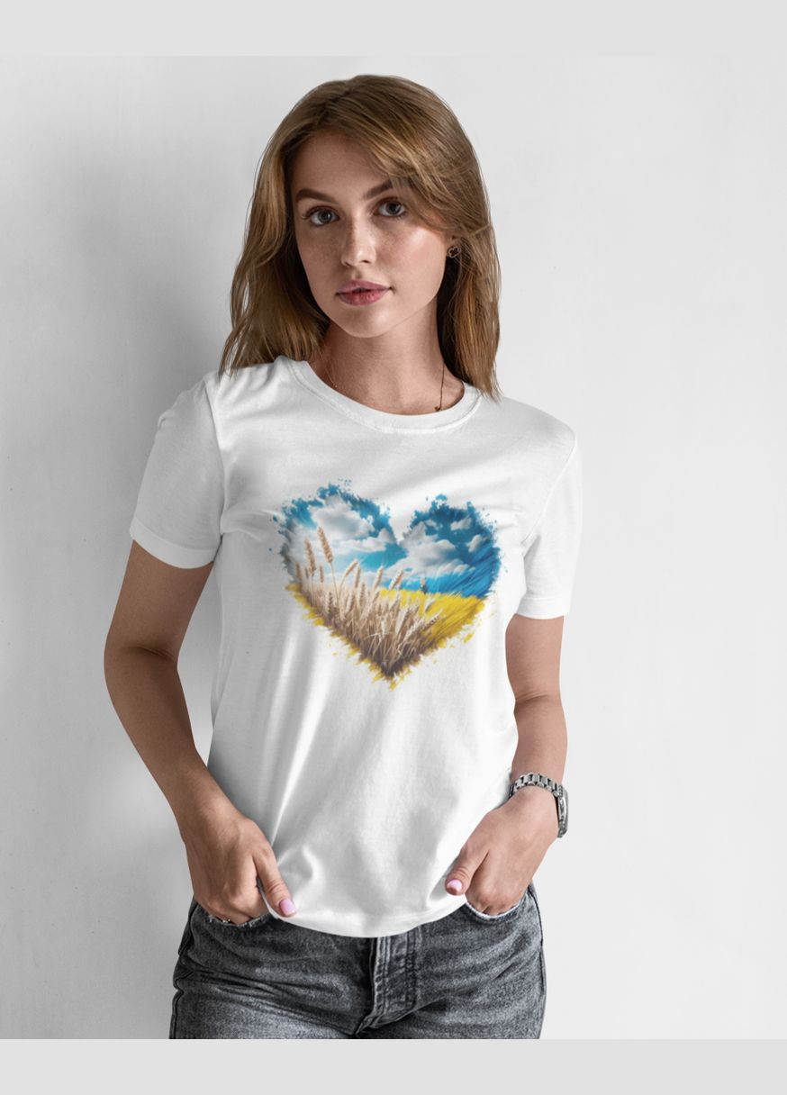 Футболка женская патриотическая с сердцем 21100004 Mishe - (315048401)