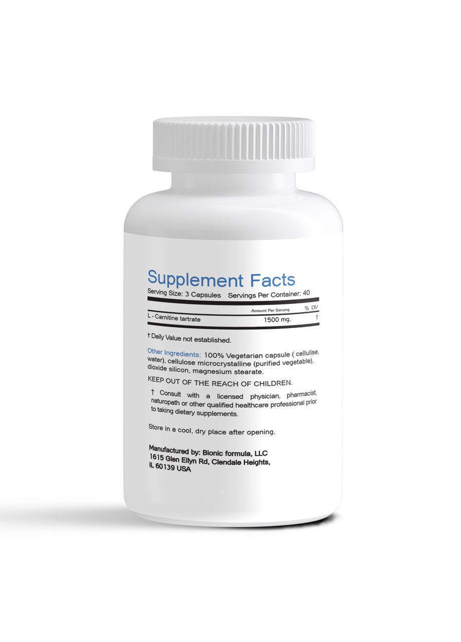 Л карнітин 1500 мг. ( l carnitine ) тартрат для схуднення 120 капсул Bionic Formula (367581843)