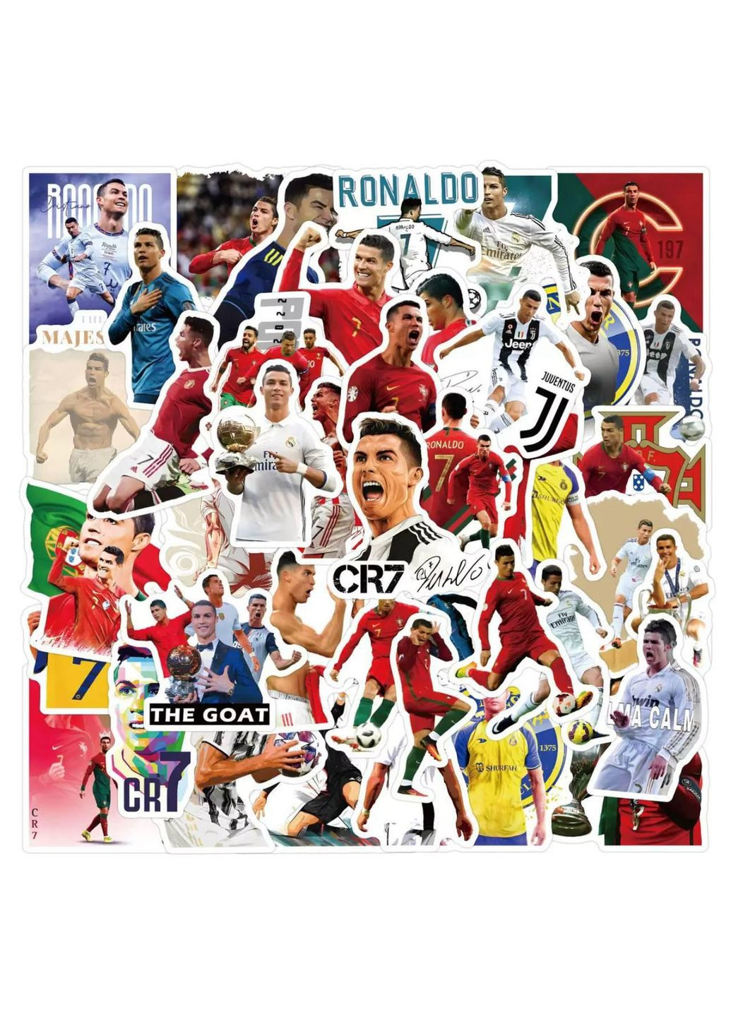 Набор наклейок, наклеек, стикеров футболиста Криштиану Роналду, Ronaldo, 50шт No Brand (361205181)