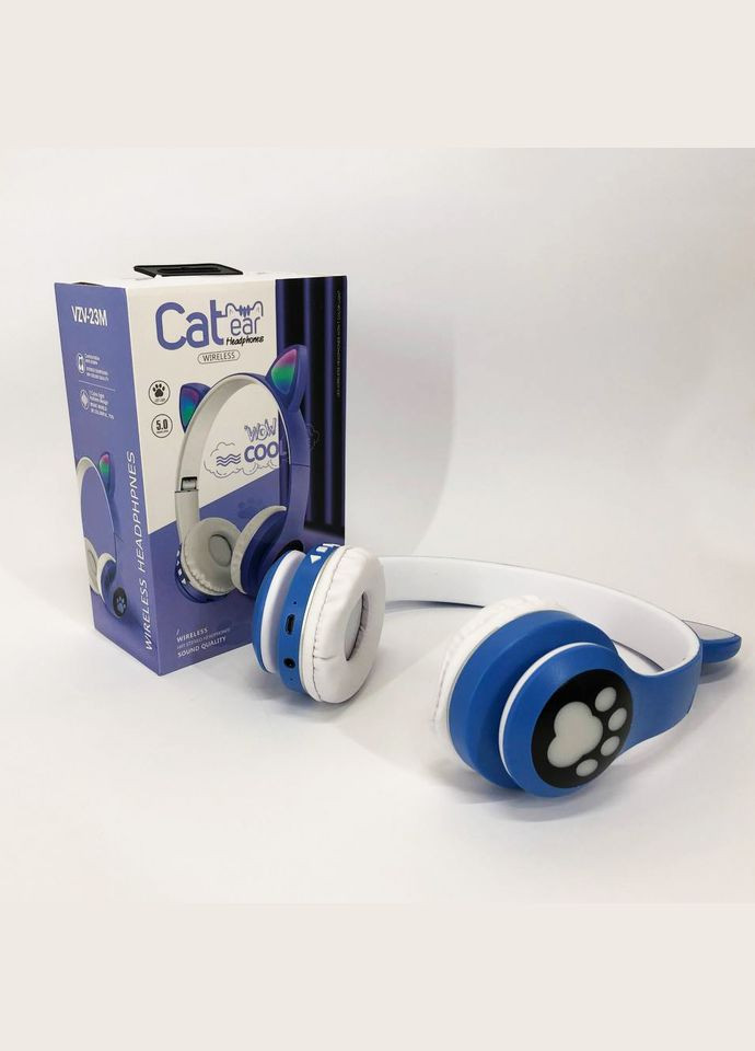 Бездротові навушники з котячими вушками та RGB підсвічуванням Cat VZV 23M. Колір: синій No Brand (357346643)