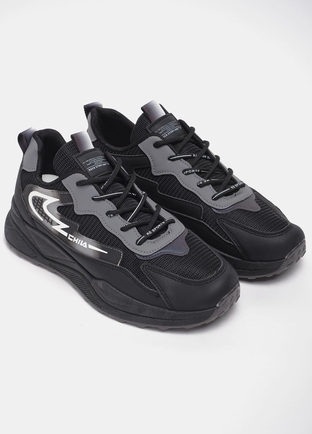 Черные демисезонные кроссовки спорт h11-7 эко-кожа/текстиль черный норма 342912 Power
