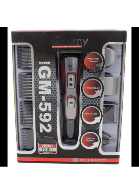 Бездротова Машинка для стрижки GM-592 триммер 10 в 1 MDR Geemy (371793705)