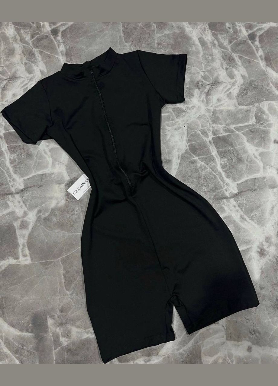 Женский комбинезон FINO Mode комбинезон-шорты однотонный чёрный повседневный