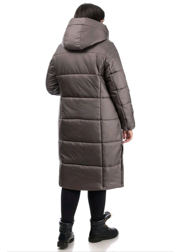Кофейная зимняя зимнее женское пальто большого размера SK