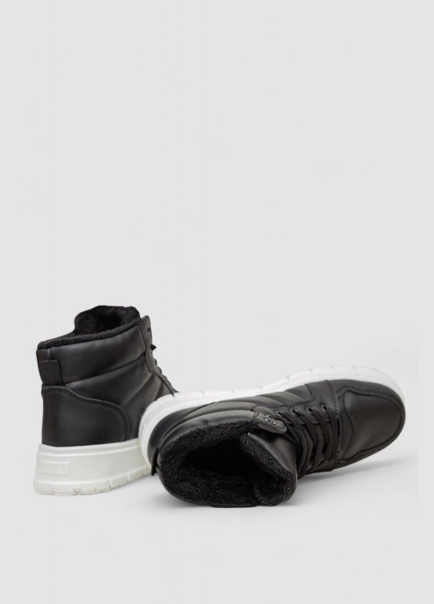 Кроссовки женские зимние на меху Ager 248RMB02 чёрно-белые демисезоны (338370590)