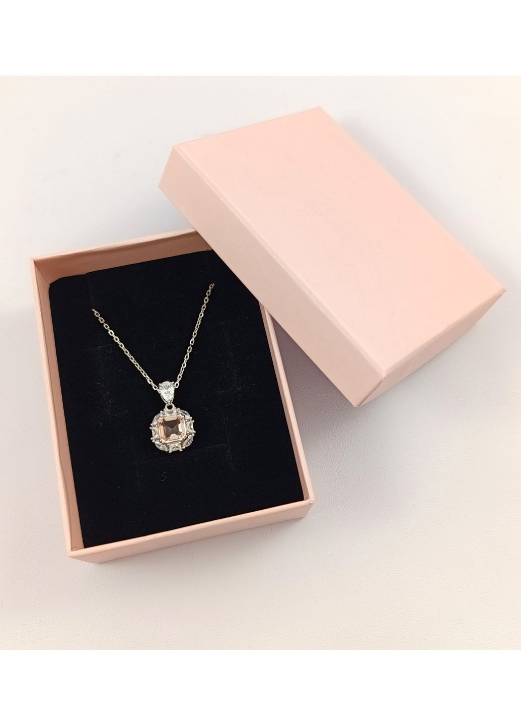 Срібне кольє з морганітом і цирконієм К04-мц Shatlen Кольє (356180727)