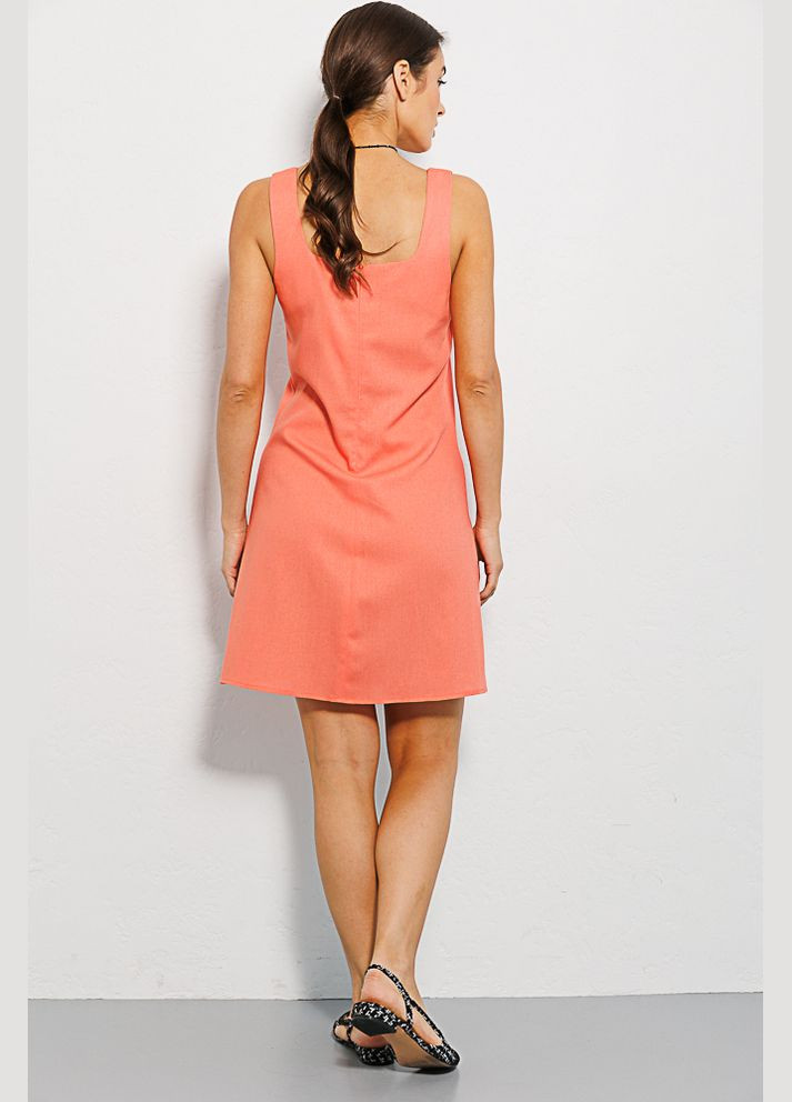 Помаранчева коротка лляна сукня літня морквяного кольору Arjen