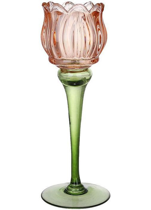 Свічник скляний "Помаранчевий Тюльпан" Ø8х22см BonaDi (316654048)