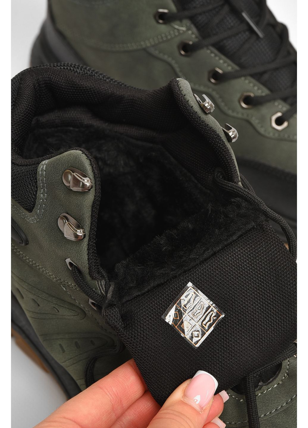 Черевики чоловічі зимові на хутрі темно-зеленого кольору Let's Shop (353131064)