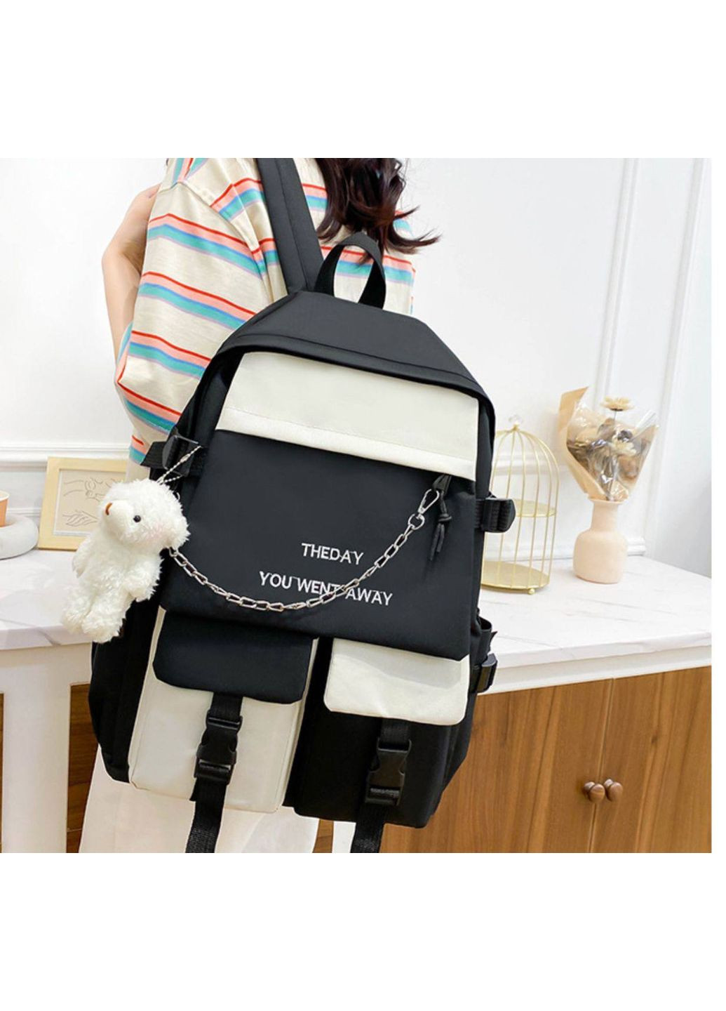 Рюкзак 5 в 1 :рюкзак,сумка,клатч-косметичка,пенал,мішечок,щільний текстиль полієстр Україна (351433419)