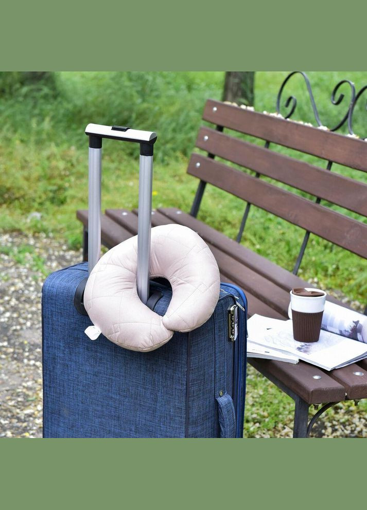 Подушка рогалик 32х32 см Travel для подорожей для шиї та голови дорожній антиалергенний сірий IDEIA (319211820)
