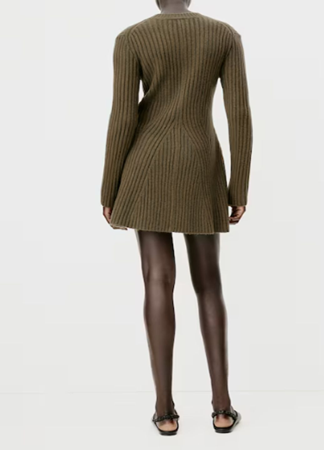 Оливкова (хакі) повсякденний сукня H&M в смужку